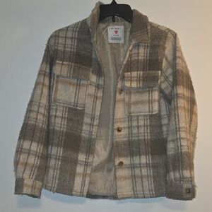 Primark Beige and Brown Plaid Kids Jacket